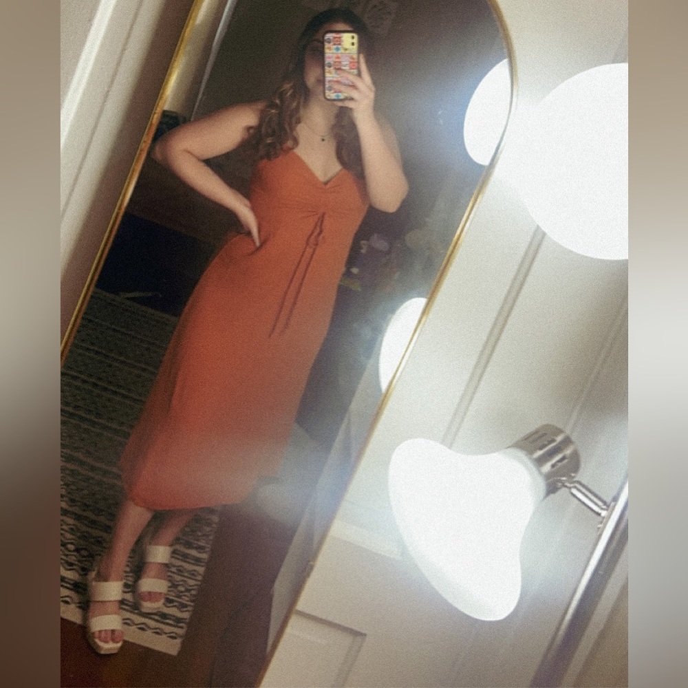 Dark Orange Midi Dress